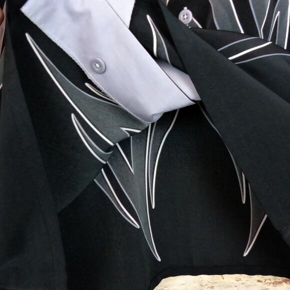 VTG Dragonfly Shirt Men M Gray Black Tribal Flame Button Loop Collar Grunge Bike - Picture 9 of 13